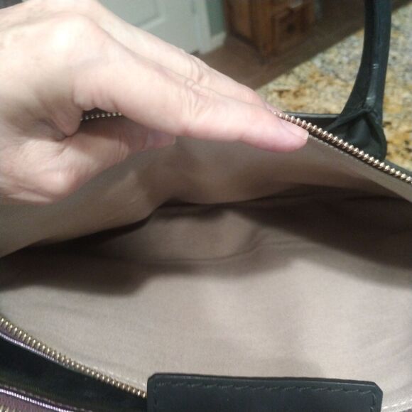 Ports 1961 Purple Metallic Leather Messenger Hand Bag Purse w/ Stone Accent - Picture 10 of 15